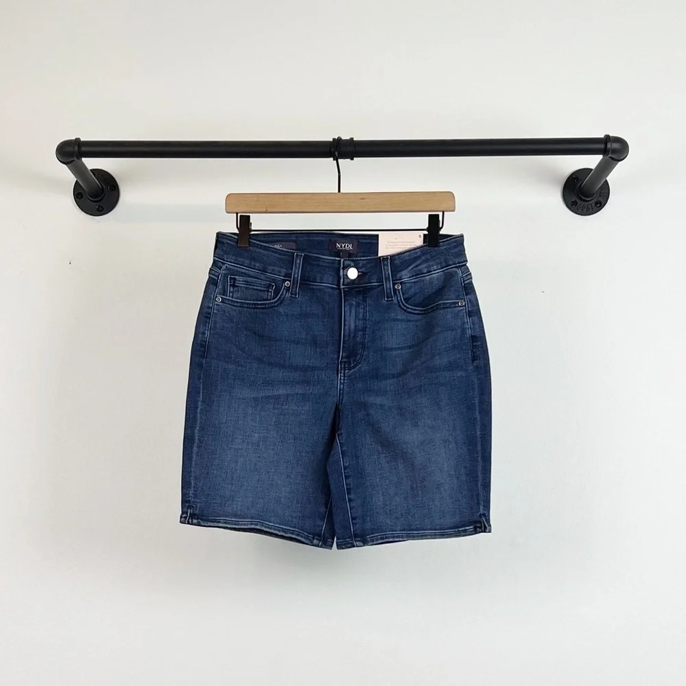 NWT NYDJ Ella 9” Inseam Denim Bermuda Shorts in Bluewell Dark Wash